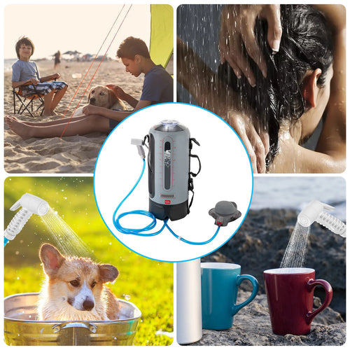 3 Gallon Pressure  push pump Style Camping Shower 
Portable , Picnic , Shower with Air Pump