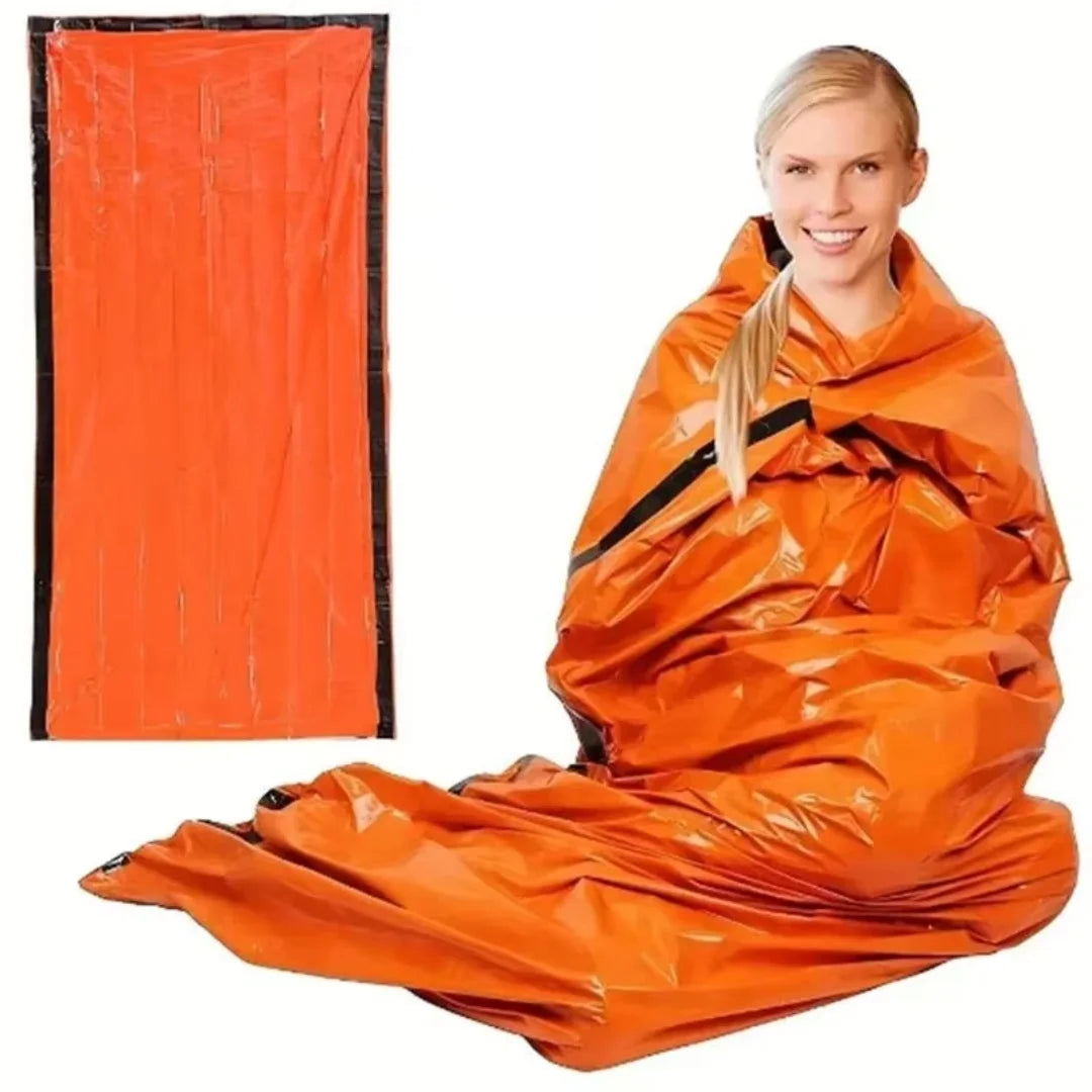 Compact & Lightweight Emergency Thermal Sleeping Bag -
Waterproof, Mylar - Enhanced for Outdoor Camping, EDC & First Aid Rescue