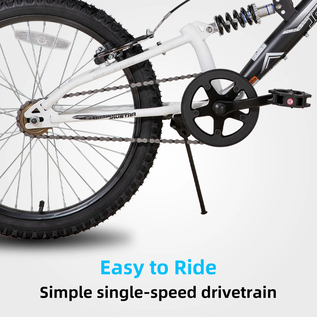 JOYSTAR 20 Inch Kids' Bike for Kids Ages 5-13 Years Old,
 Dual-Suspension Kids Mountain Bike
