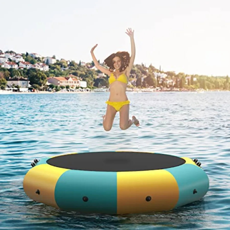 Inflatable for Lake ,with Electric Pump and Rope Ladder, 
Heavy Duty Blue Trampoline