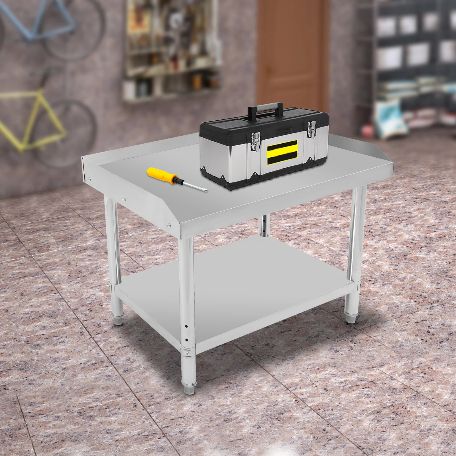 36*24*35 cm Commercial Work Table Work with Backsplash Prep for Kitchen Restaurant ,Garage ,Laundry