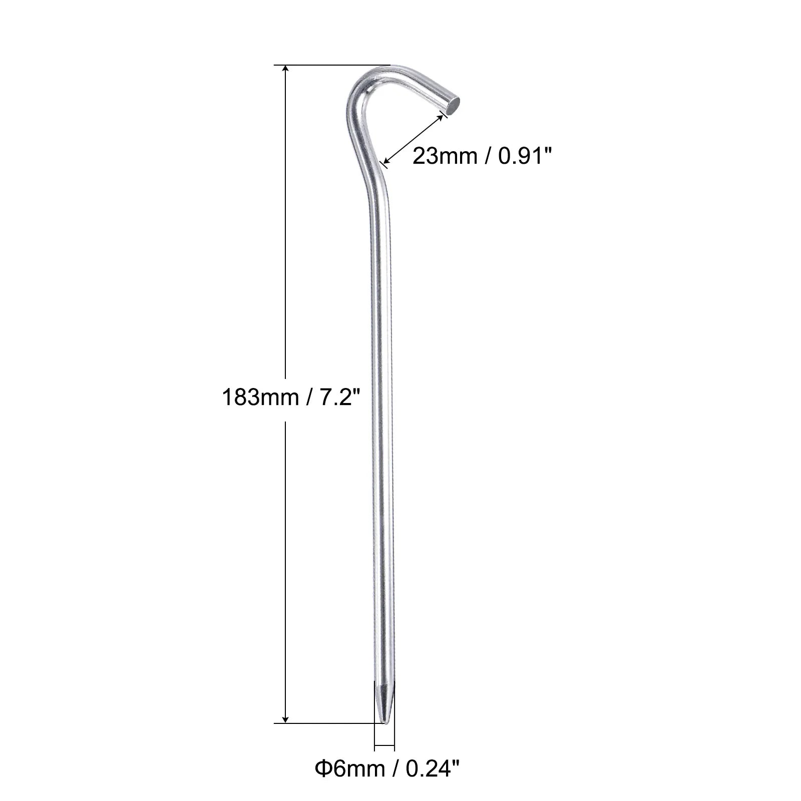 Tent Stakes Aluminum with Hook Kit, 6Pcs 18.3cm/7.2" Ground Pegs and Storage Bag for Outdoor Camping Canopy Tarp 1 Set