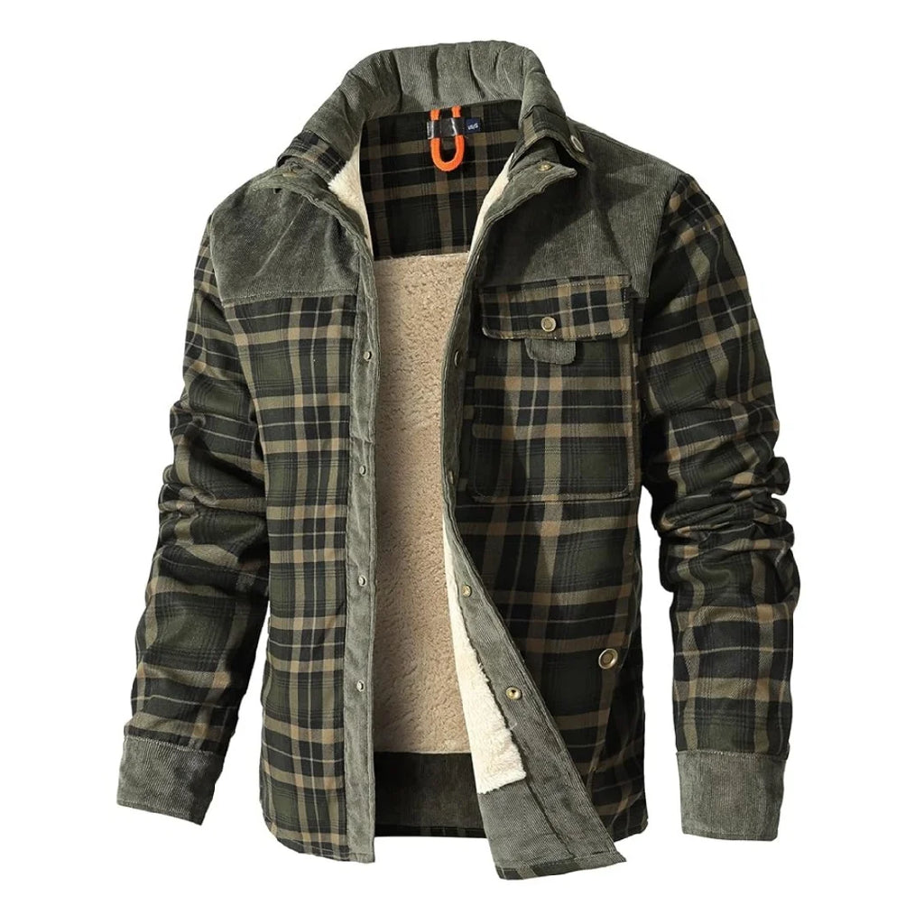 Men's Jackets Winter Windproof Warm 
Casual Bomber Coat Plaid Sherpa Lined Flannel Outdoor Classic  US Size