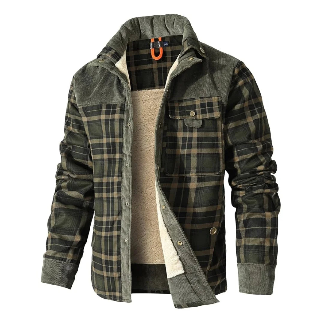 Men's Jackets Winter Windproof Warm 
Casual Bomber Coat Plaid Sherpa Lined Flannel Outdoor Classic  US Size