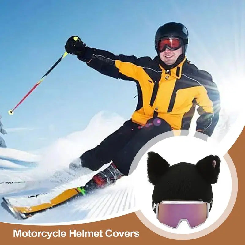 Ski Helmet Cover 
Funny Single Board Double Board Warm Ski Helmet Cover Personality Cover  Cat Ear Skiing Warmer