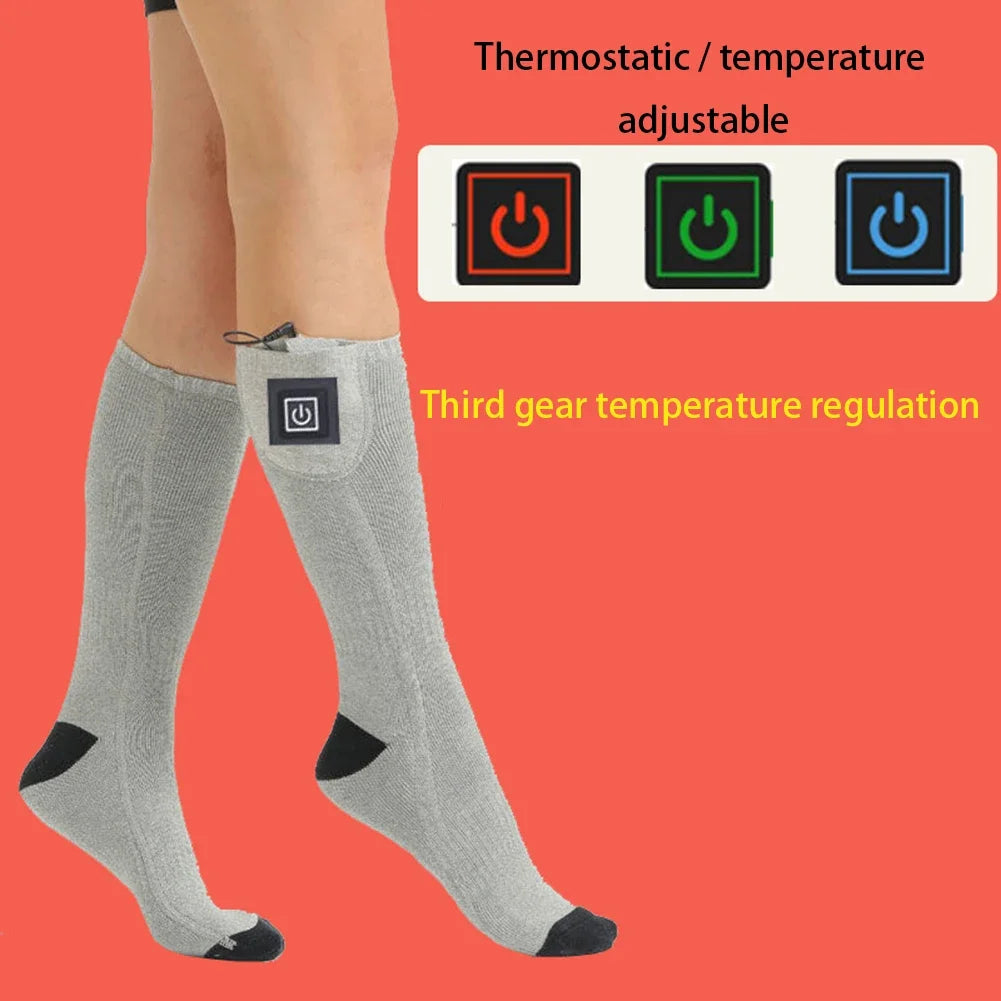 1Pair Winter Heated Socks Anti Slip 
Battery Powered 
Cold-Proof  Heating Warm Long Socks For Outdoor Skiing Hiking