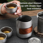 Camping Tableware Set 
Lightweight Titanium Coffee Pot Tea Kettle
 Outdoor Camping Kettle Set 3 Cups Tea Set For Hiking Picnic