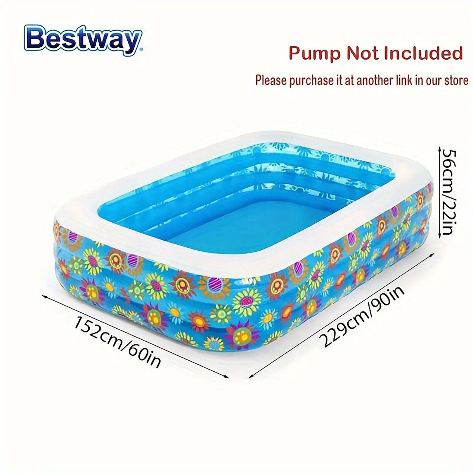 Bestway 54121/54120 Family Inflatable Pool,
 Rectangular Adult Family