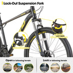 Hiland Aluminum Mountain Bike 21 Speeds,
Hydraulic Disc-Brakes, Lock-Out Suspension Fork, 
27.5 inch Wheel, Bike for Men Mens