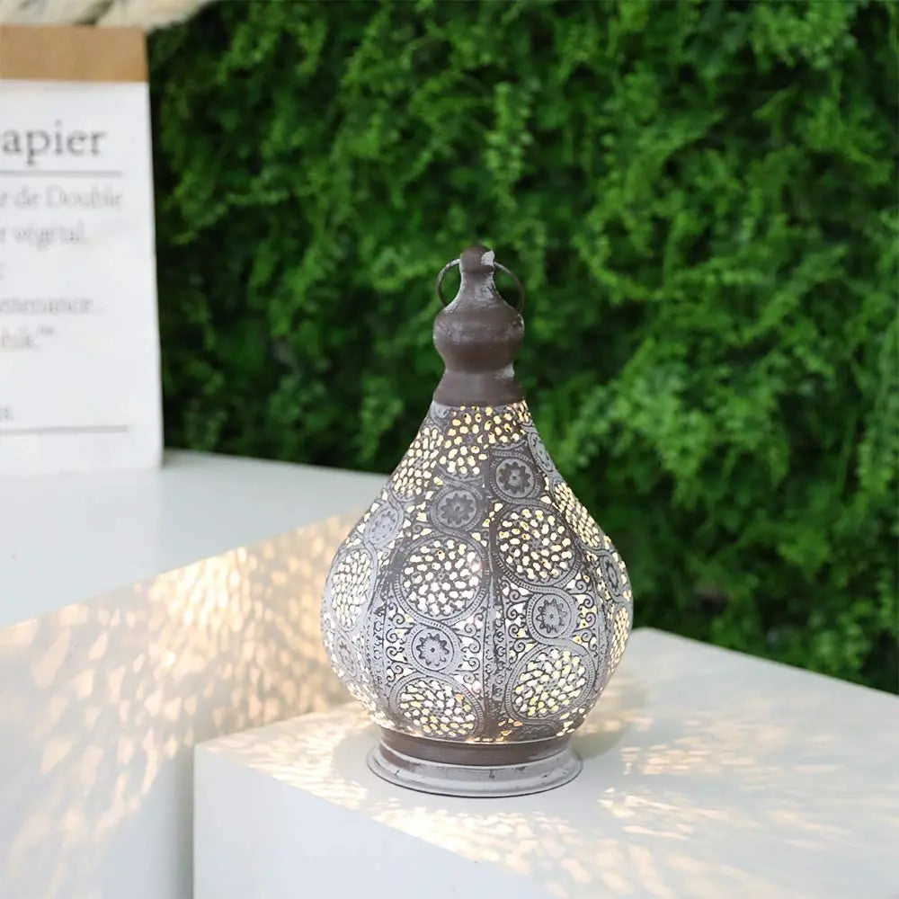 Moroccan Table Lamp Retro Battery Operated Lamps Hanging Candle Holder Bedside Lamps Night Light Living Room Bedroom Home Decor