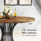 Tribesigns Round Dining Table for 4-6 People, 
47-Inch Farmhouse Dinning  Industrial Dinner Table