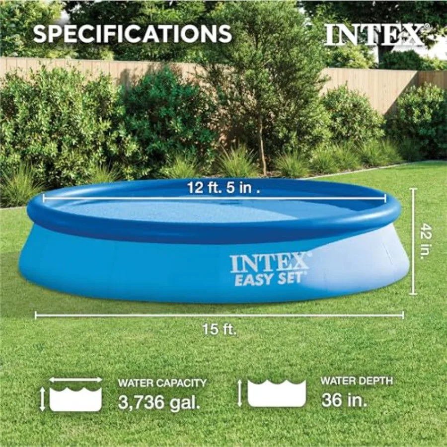 15 ft x 42in Round Inflatable Above Ground Pool Set 
with 1000 GPH Cartridge Filter Pump 
Ladder ,Cover Ground Cloth Blue Easy Set
