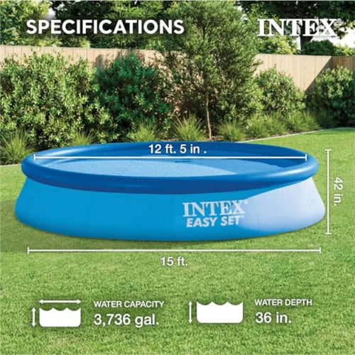15 ft x 42in Round Inflatable Above Ground Pool Set 
with 1000 GPH Cartridge Filter Pump 
Ladder ,Cover Ground Cloth Blue Easy Set