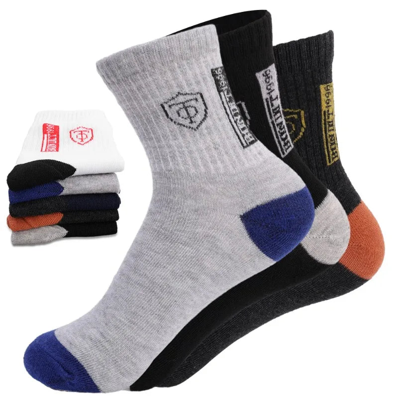 5/10 pairs Breathable Men's Basketball Crew Socks
 for Spring and Fall
 Sweat Absorption Deodorant Sports Stockings