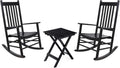 Wooden Rocking Chair Set - 2 Porch Rockers 
With Outdoor Side Table, Perfect for Indoor too
