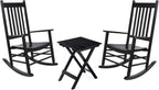 Wooden Rocking Chair Set - 2 Porch Rockers 
With Outdoor Side Table, Perfect for Indoor too