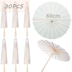 White Paper Parasol for Wedding Photo Cosplay Prop DIY Umbrella for Bridal Baby Shower Party 60cm 80cm 10/15/20/30/50/100Pcs