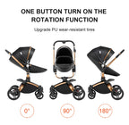 PU Leather Baby Stroller 2 in 1 Travel System 
High Landscape Portable Baby Pram
Newborns Aluminum Frame Baby Carriage