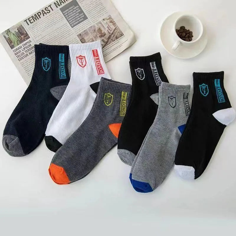 5/10 pairs Breathable Men's Basketball Crew Socks
 for Spring and Fall
 Sweat Absorption Deodorant Sports Stockings