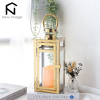 Stainless Steel Candle Holder Lantern
Gold Hanging  Metal Candlestick Light 
for Indoor -  Outdoor ,  Weddings, Parties, Home Decor