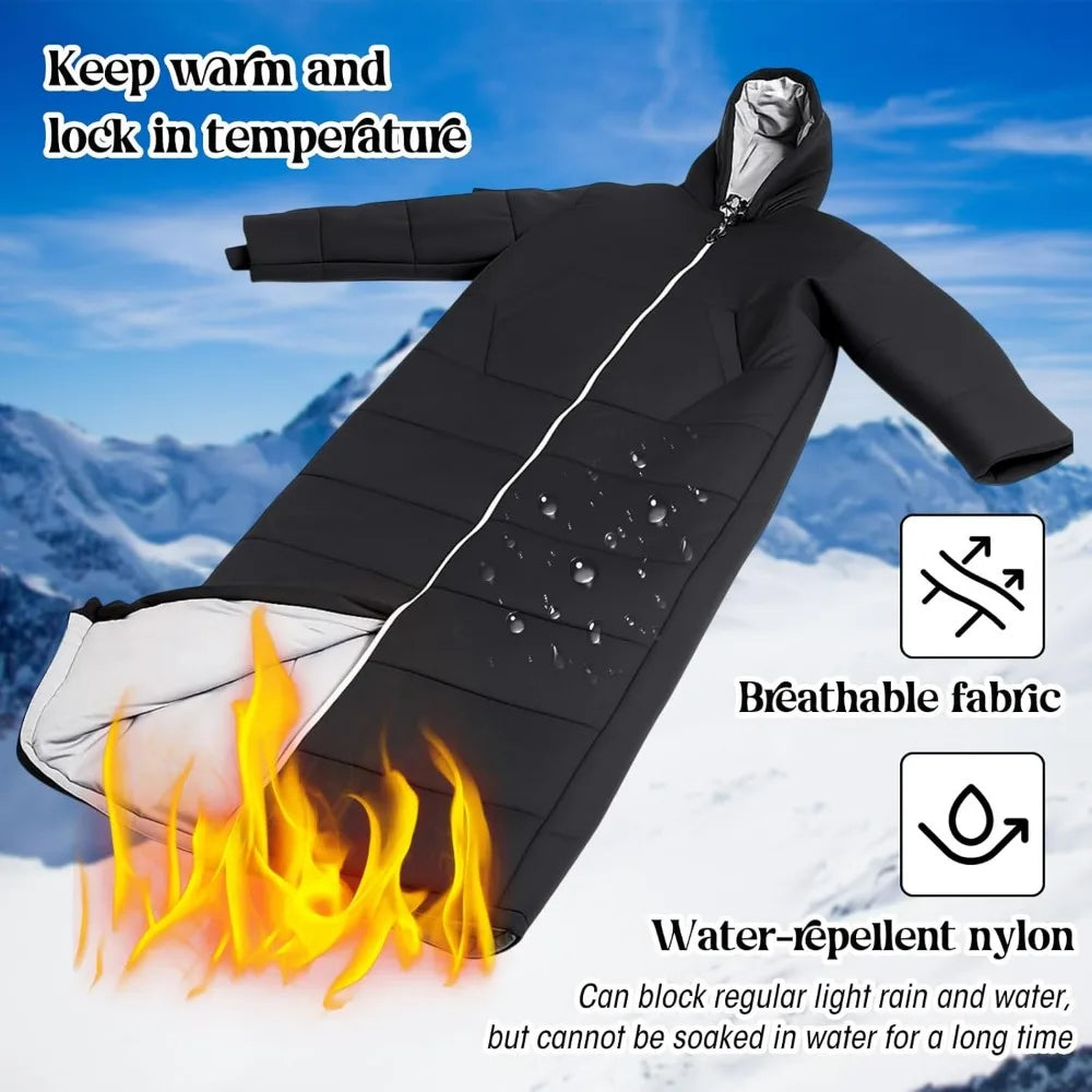 Adult Sleeping Bag with Sleeves and Hood, 74-Inch Long, 0
 Degree Cold Weather Insulated Sleeping Bag for Extreme Cold Weather