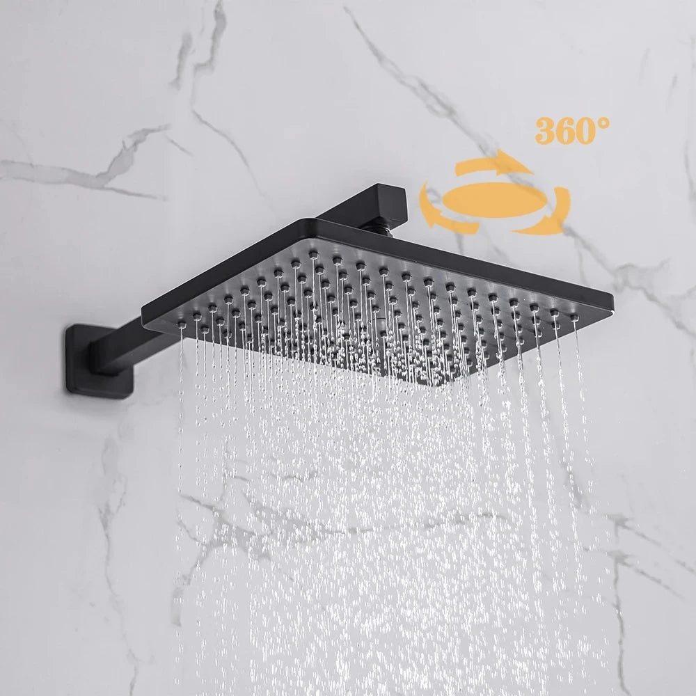 Black Concealed Shower System
Rain Waterfall Bathroom Embedded Shower Faucet Set with Tub Spout