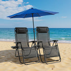 Zero Gravity Set of 2 Portable Recliners
Camping ,Patio , Outdoor Garden Lounge Chair with Cup Holder ,Trays & Adjustable Pillow
