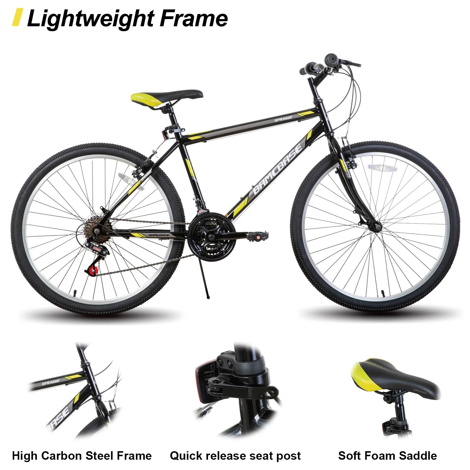 Hiland 24 26 inch Mountain Bike for Men Women, 21 Speeds 
High-Carbon Steel Frame, Sport Cycling MTB Bicycle for Adult