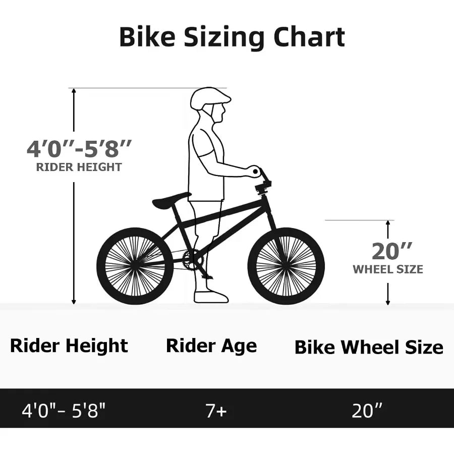20 inch Freestyle BMX Bike for and Adults Men Women Hi-Ten Steel Frame 360 Degree Rotor Freestyle   Single Speed Teen Bike