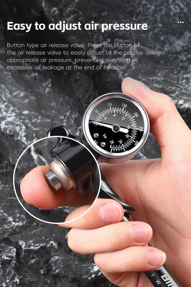 WEST BIKING 400PSI Bicycle Air Pump
 High Pressure MTB Front, Rear Suspension Pressure Gauge Schrader Valve