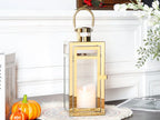 Stainless Steel Candle Holder Lantern
Gold Hanging  Metal Candlestick Light 
for Indoor -  Outdoor ,  Weddings, Parties, Home Decor