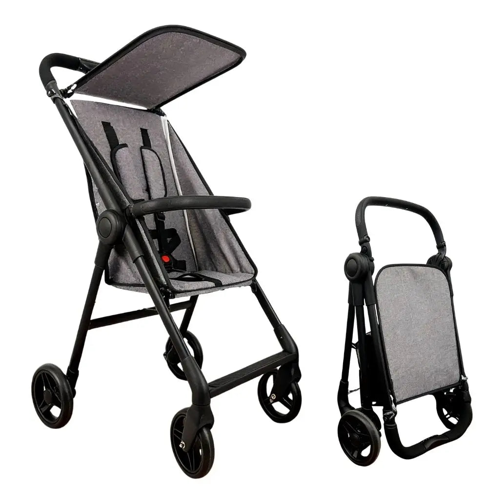 LIGHTWEIGHT STROLLER, 5-POINT HARNESS & ONE-HAND FOLD - Compact Travel Baby Pushchair with Canopy, All-Terrain Wheels