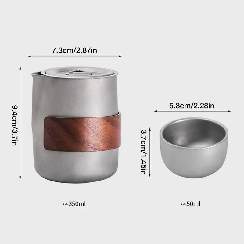 Camping Tableware Set 
Lightweight Titanium Coffee Pot Tea Kettle
 Outdoor Camping Kettle Set 3 Cups Tea Set For Hiking Picnic