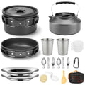 21pcs Camping Cookware Set Portable Outdoor Picnic Tableware Cookset 
Cooking Kit with Cups Plates Forks Knives Spoons