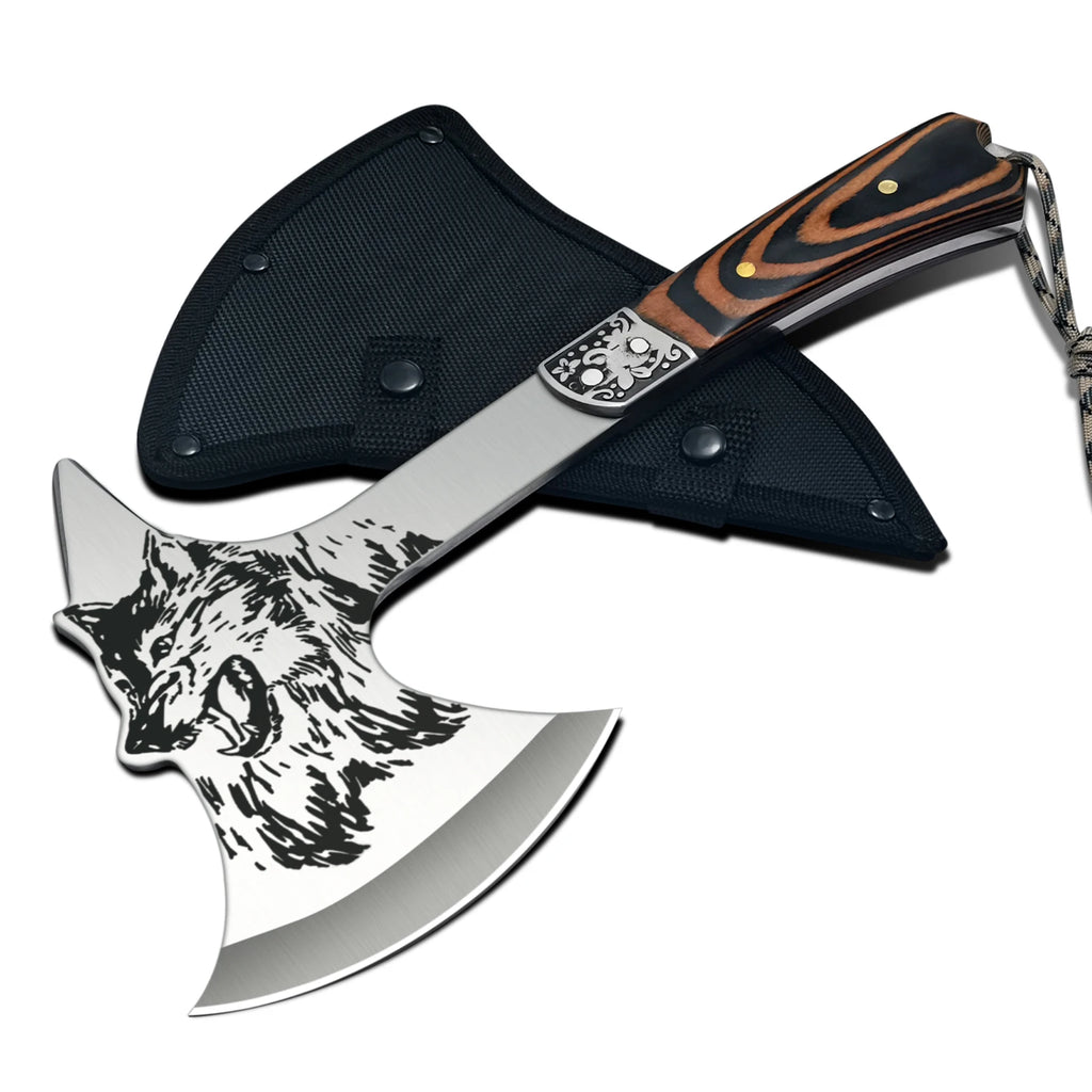 High Hardness Stainless Steel Survival Axe .  
Multi-function Outdoor Camping Tactical Wolf-head Axe.
Hunting Tools , Portable Tomahawk