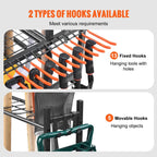 VEVOR Garden Tool Organizer, 16 Slots, Hooks, Tower Rack, Wheels, Garage, Long-Handled Tools, Rake, Broom, Metal Stand