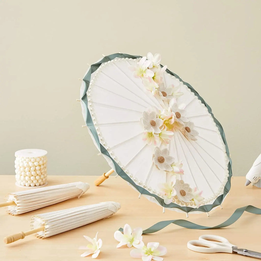 White Paper Parasol for Wedding Photo Cosplay Prop DIY Umbrella for Bridal Baby Shower Party 60cm 80cm 10/15/20/30/50/100Pcs