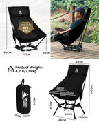 OneTigris Portable Camping Chair. 
Outdoor ,High Back, For Fishing , BBQ,  Parties Indoor Use