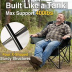 Camping Chair for Adults . Heavy Duty . 400 lbs Padded Folding Chair 
with Wine Glass Holder, 2 Cup Holders amp Side Pockets,