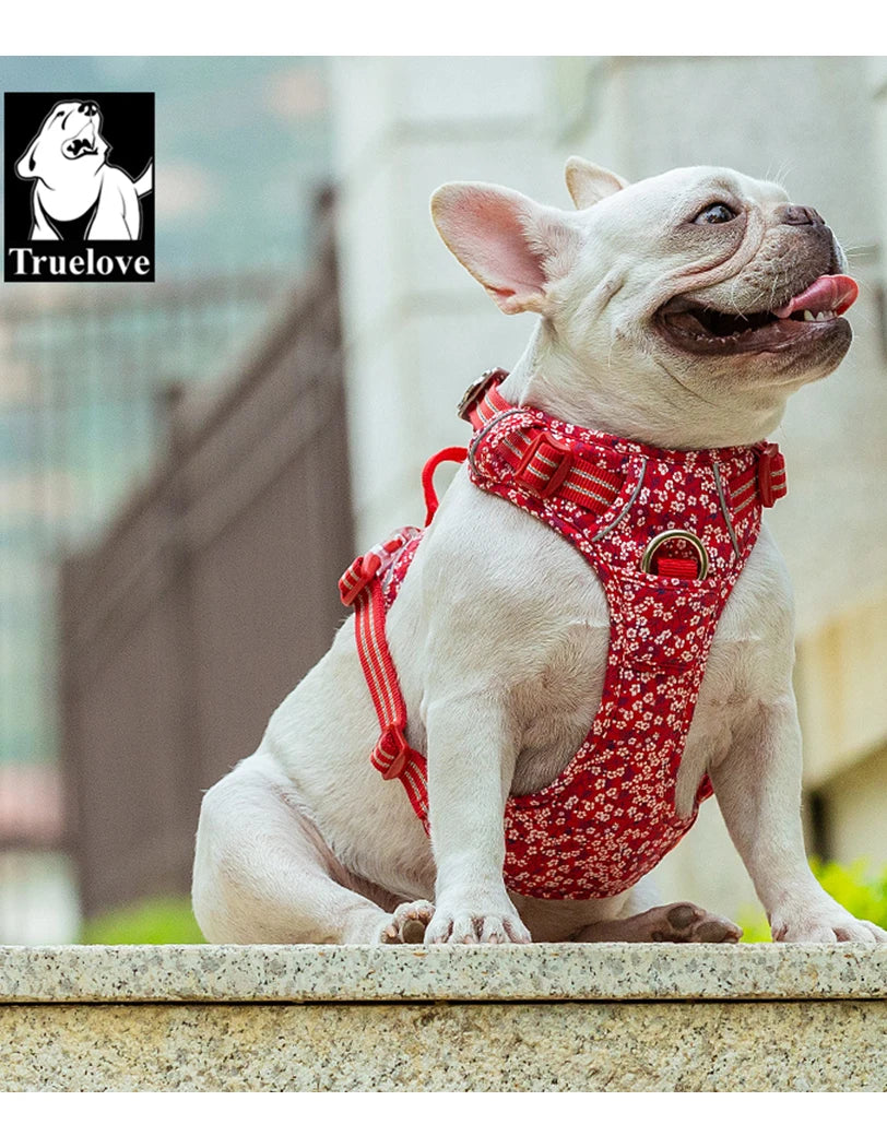 Truelove Pet Dog Harness Floral 
No Pull,      Cotton Fabric Breathable and Reflective Soft for Big ,Medium ,Small, Adjustable Vest
