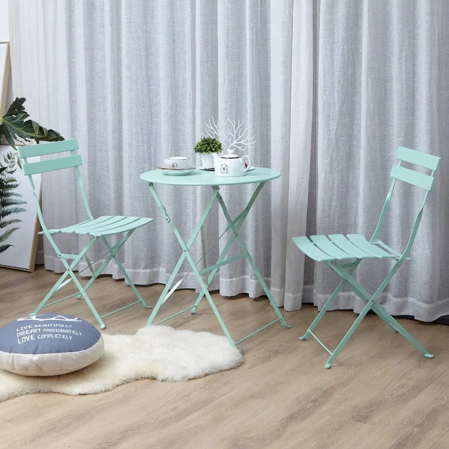 Grand patio 3-Piece Steel Foldable Bistro Set .  2 Chairs and 1 Table .  
Weather-Resistant Outdoor/Indoor for  Conversation