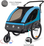 Suspension Bike Trailer & Stroller 2 in 1 Double Seat 
for Toddlers, Kids, Child Bicycle Carrier Jogger