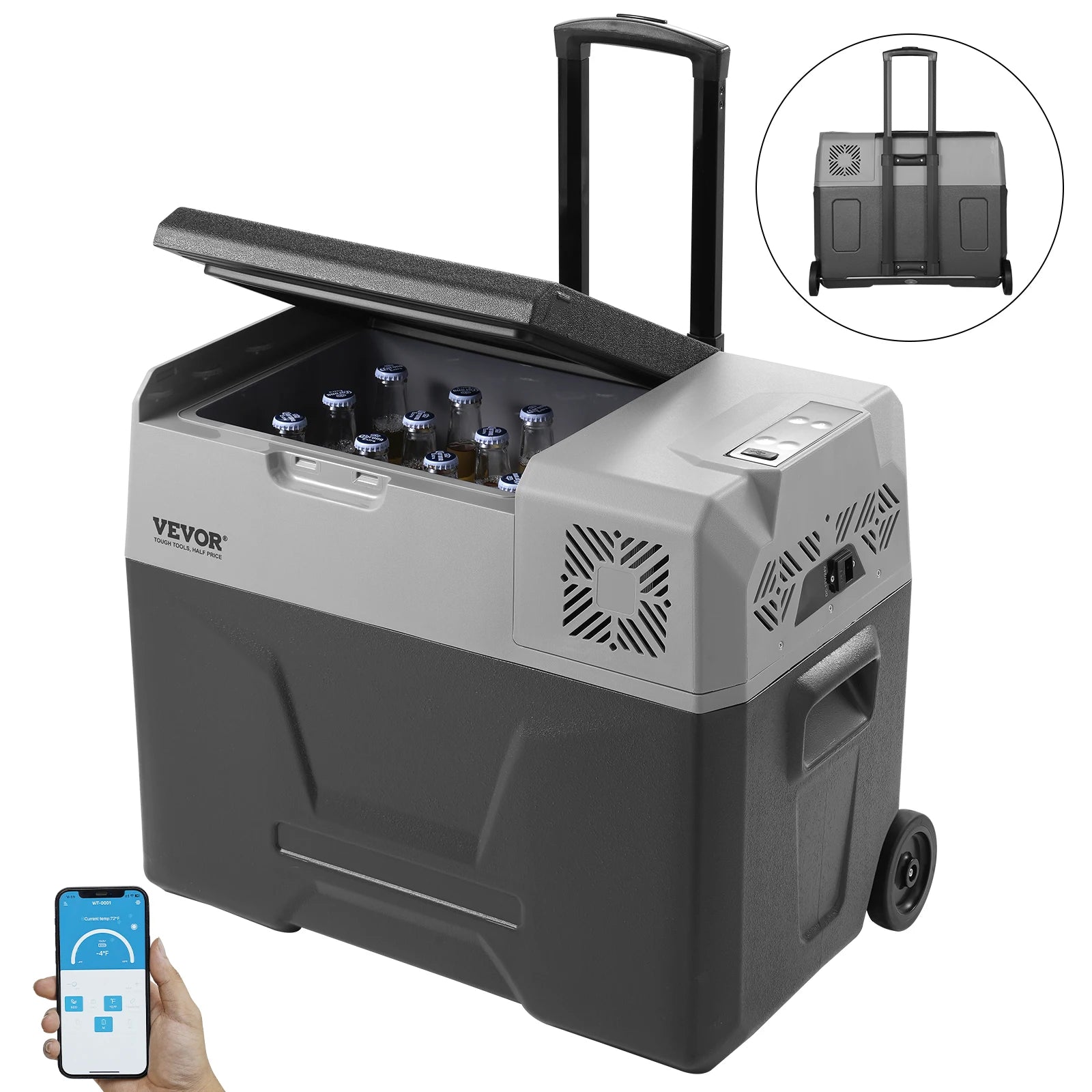 SucceBuy Car Refrigerator 12 Volt Car
Refrigerator Fridge Single Zone Portable Freezer  and Handle
 -4℉-68℉ 12/24V DC and Cooler