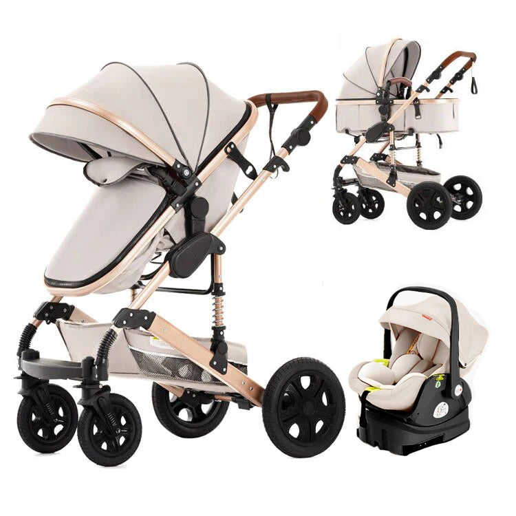Baby Stroller Combo 
Car Seat Travel System 
for Newborn with Isofix Base,   Baby Carriage 3in1 Reversible Toddler Stroller