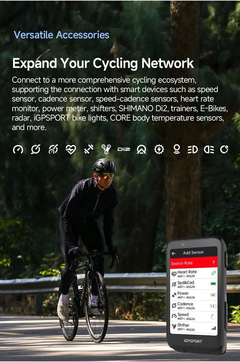 iGPSPORT Bicycle GPS Computer BiNavi Touchscreen
Map Navigation 35 Hours Battery Life  Waterproof Route Planning