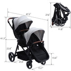 Double Stroller Track 
Tandem Stroller for Infant and Toddler,
 Foldable Pushchair Bassinet Pram, Multi-Position Reversible