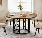 Tribesigns Round Dining Table for 4-6 People, 
47-Inch Farmhouse Dinning  Industrial Dinner Table
