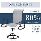 Terrace Swivel Chair, 4-piece Set, 
Outdoor/Indoor  Rocking Chairs, 
All-weather Textile High Back and Metal Frame