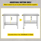 VEVOR Kitchen Work Bench.
Commercial Catering Table with Undershelf Stainless Steel 330LBS 286LBS for Restaurant Garage