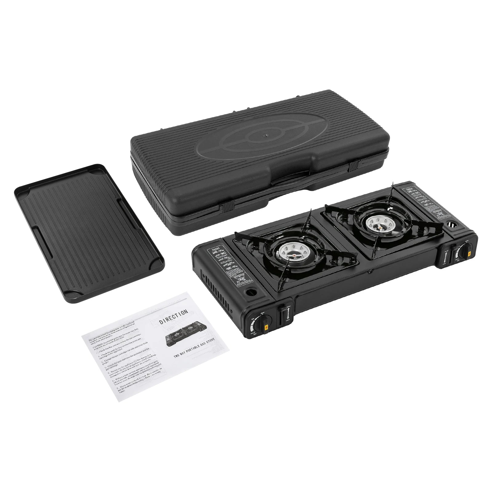 Butane Gas Camping Stove 
Dual Burner Portable Outdoor Grill for Picnic Hiking Trekkin